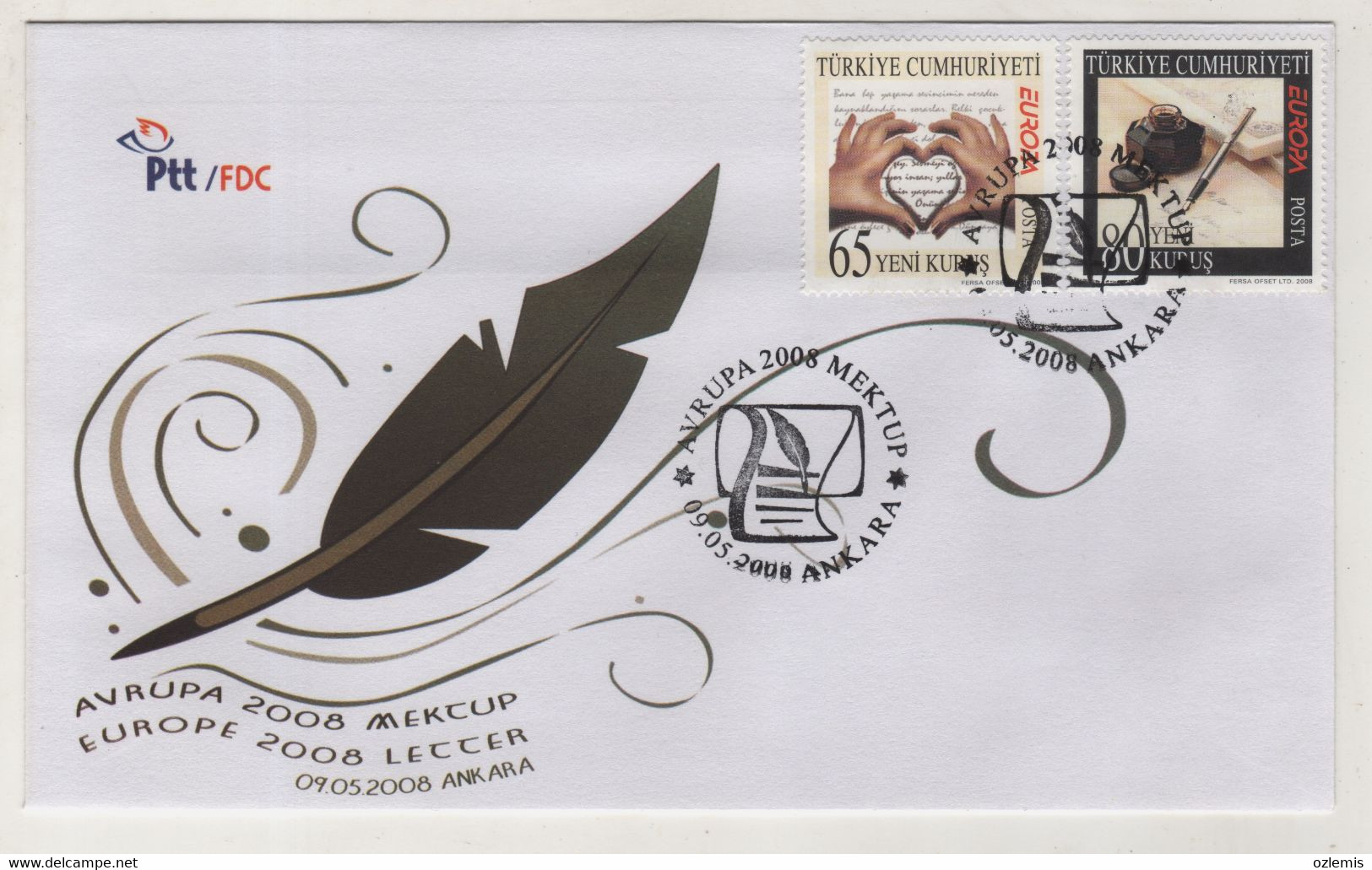 TURKEY,TURKEI,TURQUIE ,EUROPA 2008 LETTER ,FDC - Covers & Documents