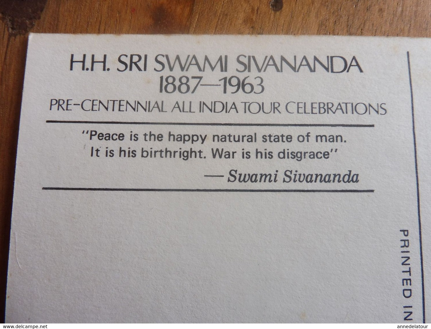 CPM   H.H. SRI SWAMI SIVANANDA  1887-1963  Pre-Centennial All India Tour Celebration - Bouddhisme