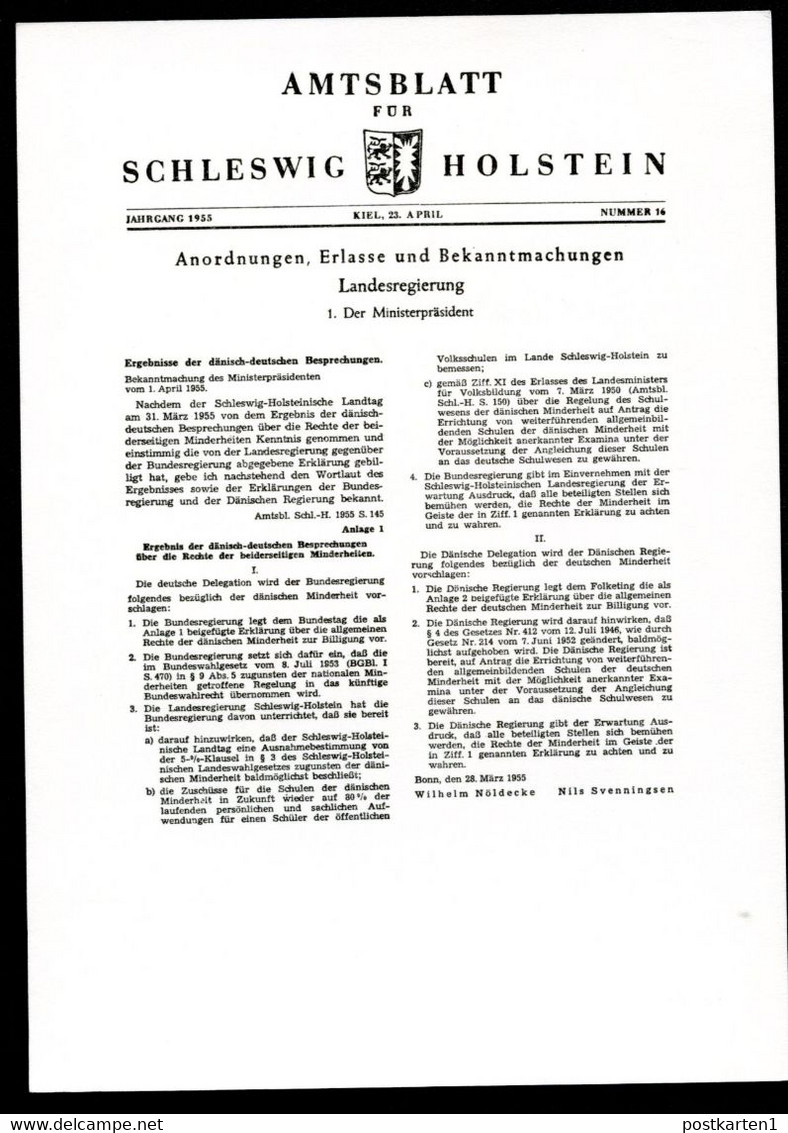 Bund PP106 B1/001 AMTSBLATT SCHLESWIG-HOLSTEIN 1955 Kiel 1985 - Privé Postkaarten - Ongebruikt