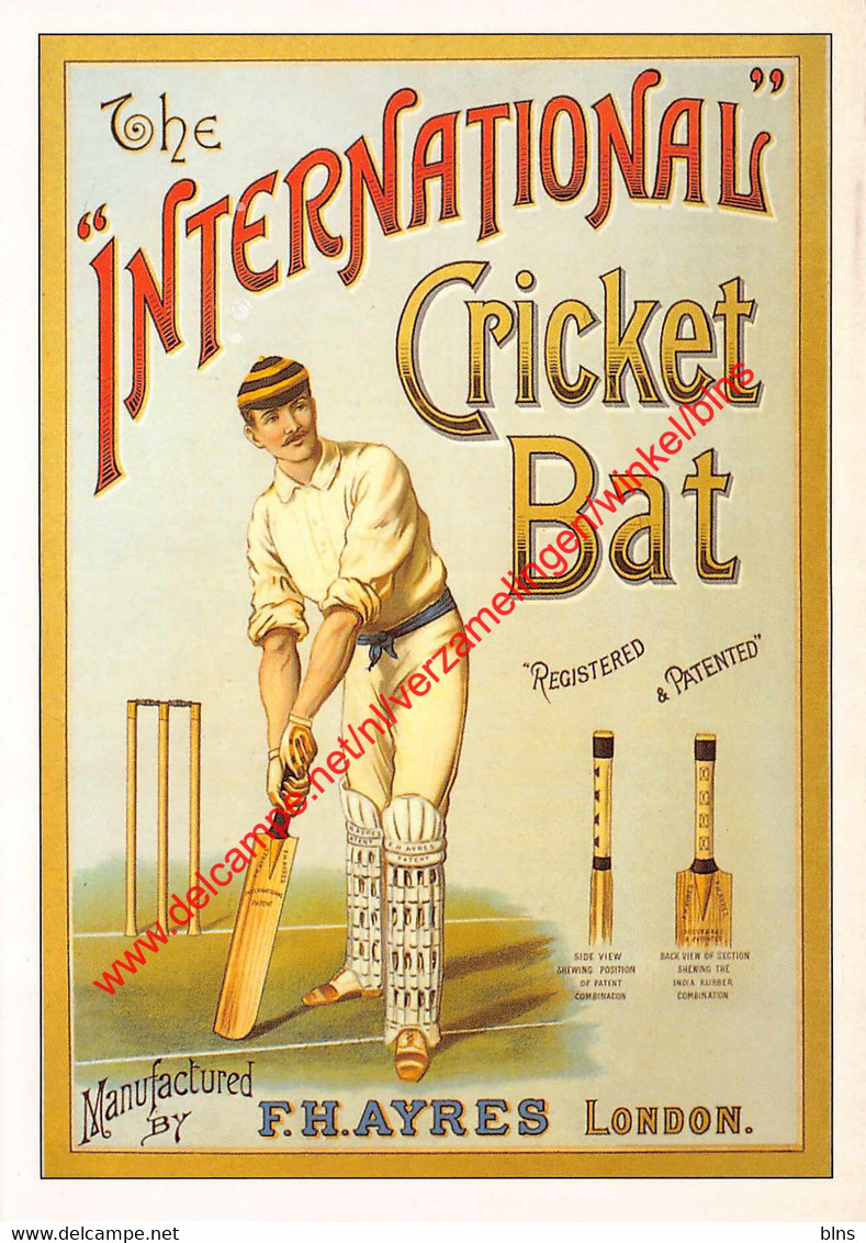 The International Cricket Bat - F. Hayres London - Retro Affiche - Cricket