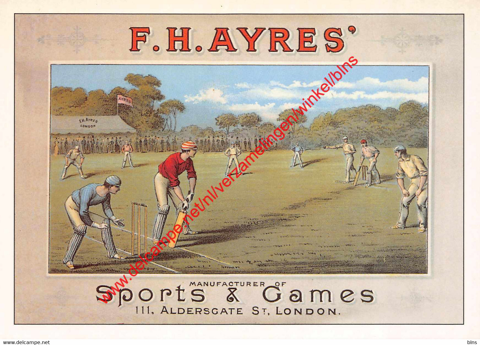 F.H. Ayres - Manufacturer Of Sports & Games Aldersgate London - Retro Affiche - Cricket