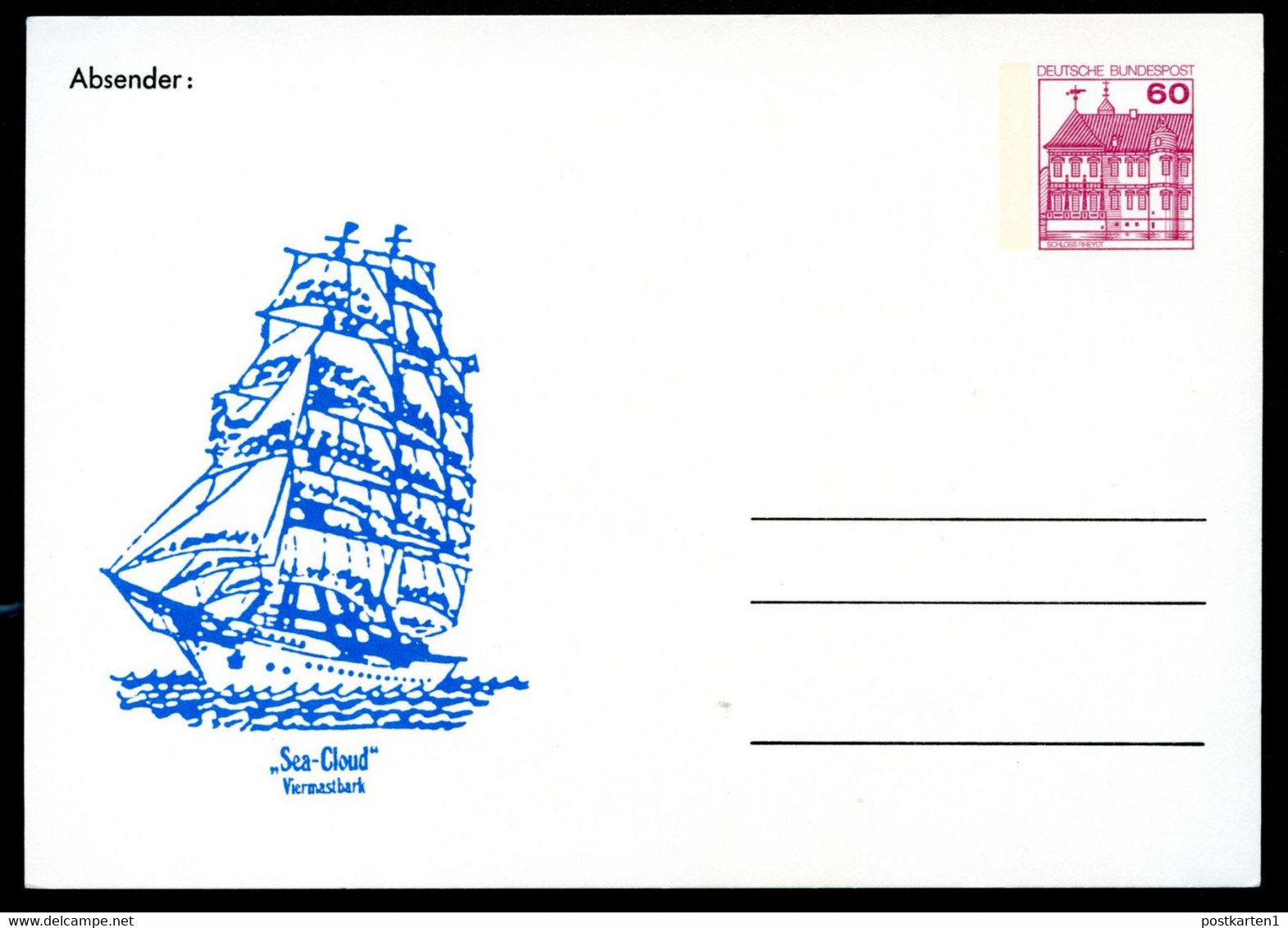 Bund PP106 B1/009 VIERMASTBARK "SEA-CLOUD" Kiel 1987 - Privatpostkarten - Ungebraucht