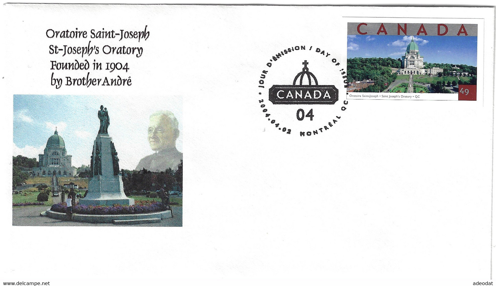 CANADA 2004 SOUVENIR COVER ST.JOSEPH ORATORY CENTENNIAL - Commemorative Covers