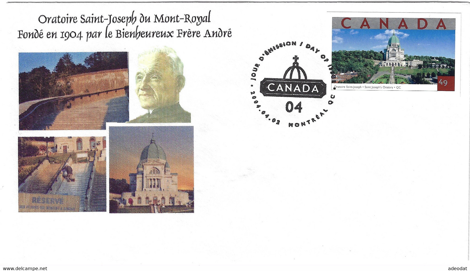 CANADA 2004 SOUVENIR COVER ST.JOSEPH ORATORY CENTENNIAL - Commemorative Covers