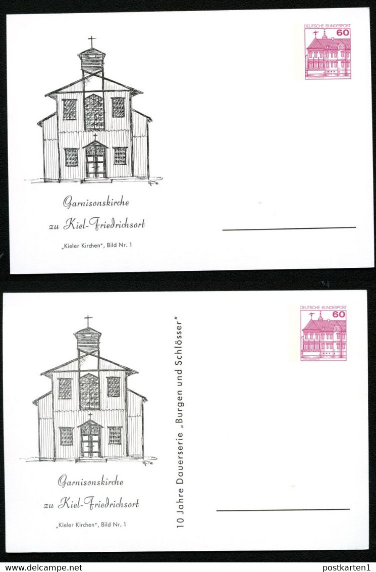 Bund PP106 B2/030a+b GARNISONSKIRCHE KIEL-FIREDRICHSORT 1986 - Privé Postkaarten - Ongebruikt