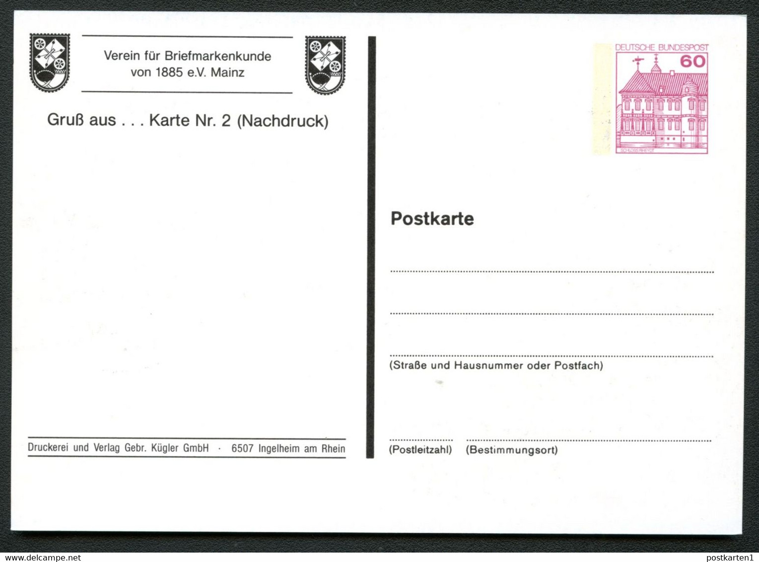 Bund PP106 B2/041a ANSICHTEN MAINZ-KASTEL 1987 - Private Postcards - Mint
