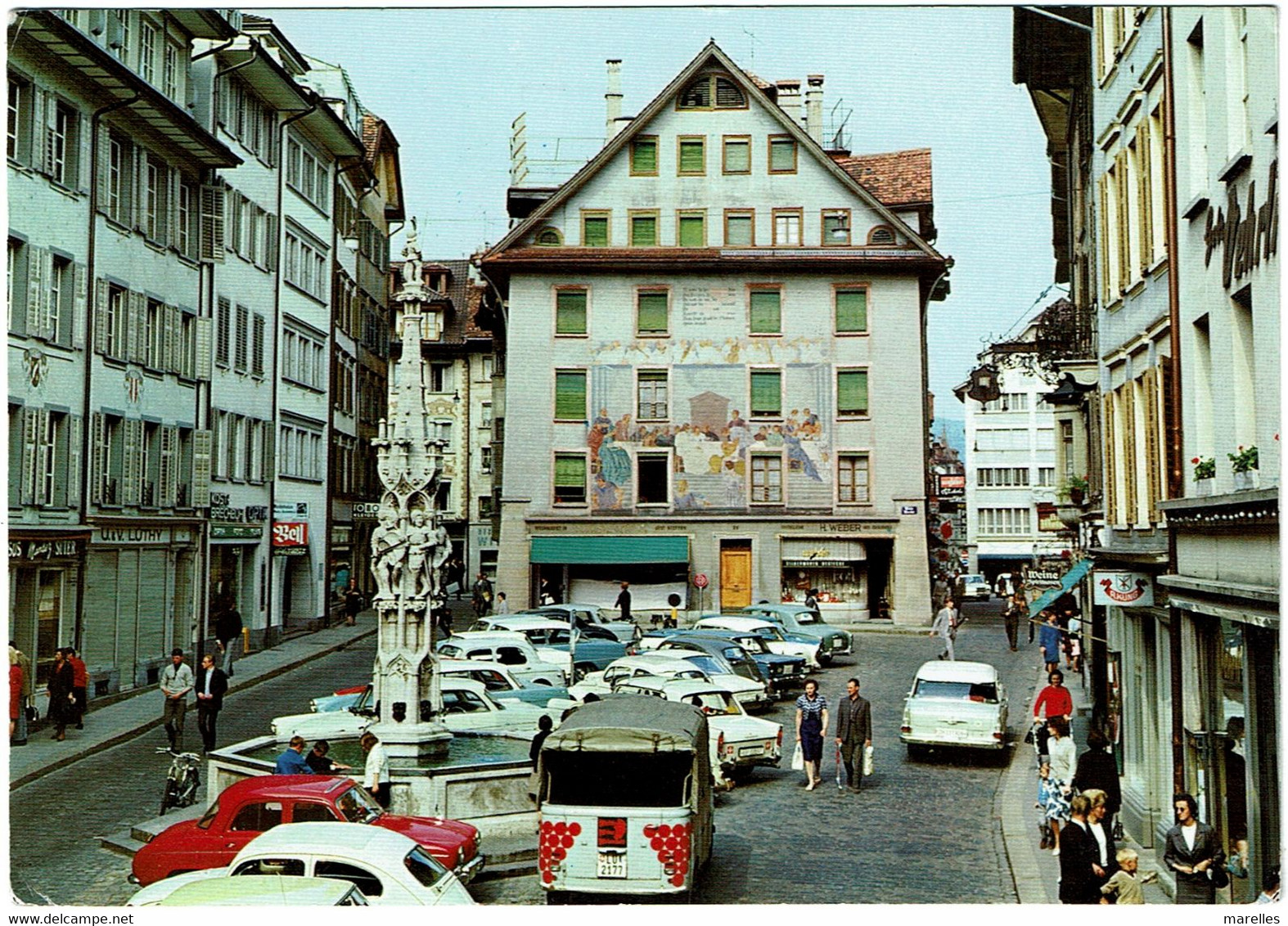 CPSM Suisse Lucerne Luzern Weinmarkt, Timbre 1970 - Lucerne