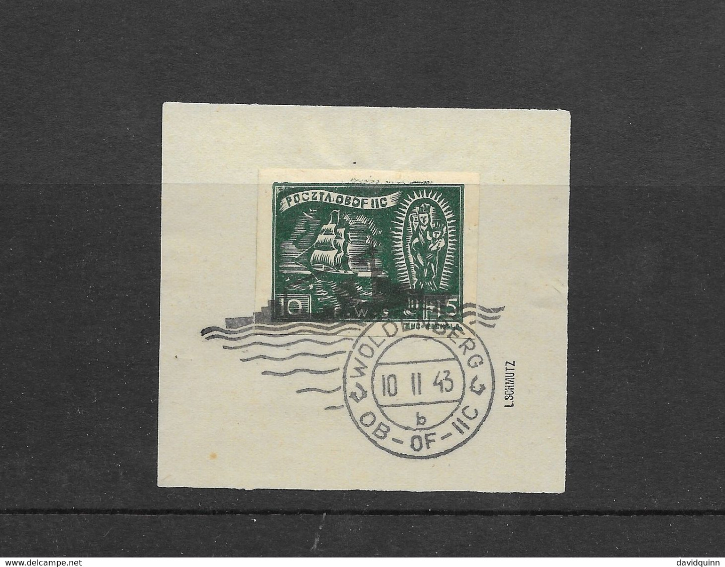 Woldenberg Oflag 11C  10f + 15f Charity Stamp On Piece - Prisoner Camps