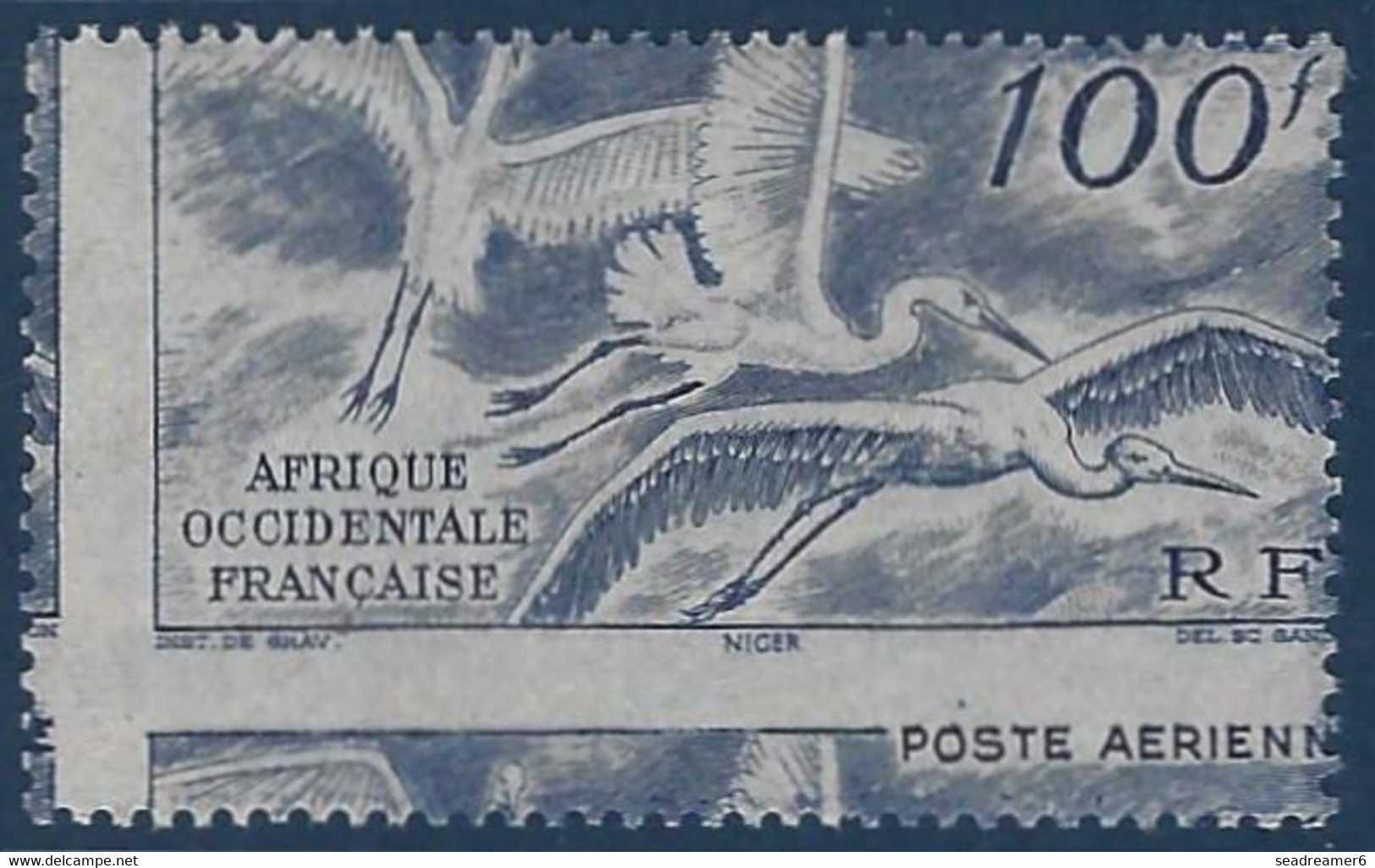 France Colonies AOF Poste Aerienne N°13** Piquage à Cheval En Croix !! RR Signé Calves - Unused Stamps