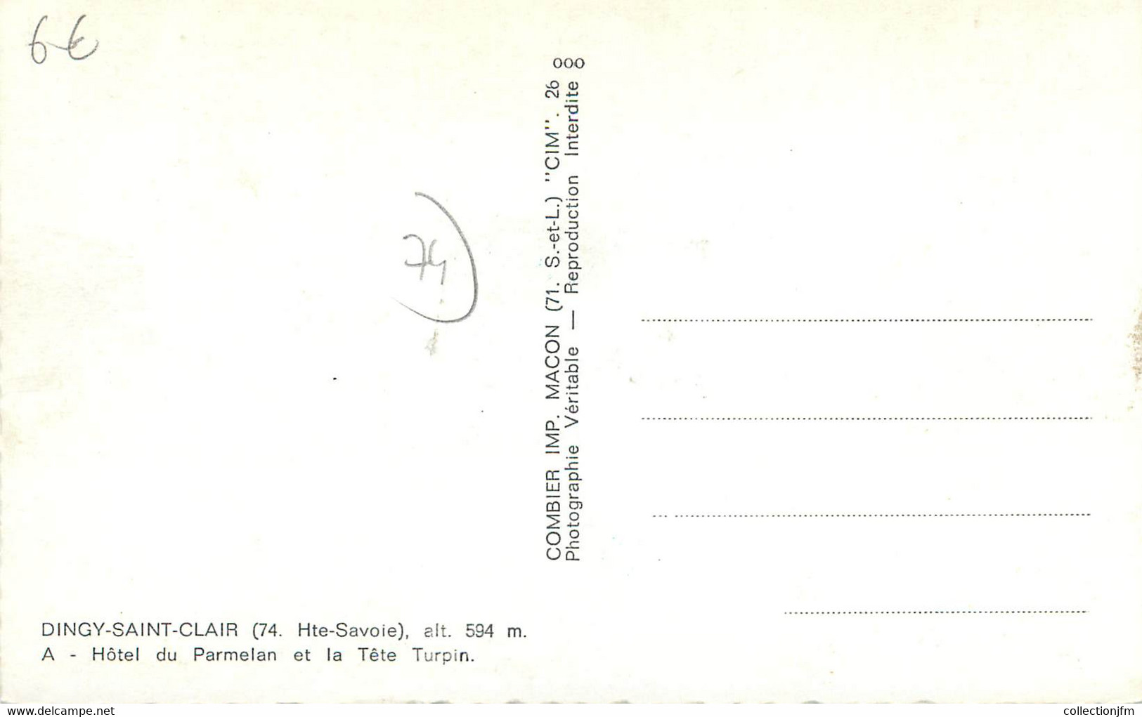 CPSM FRANCE 74 "Dingy St Clair, Hôtel Du Parmelan Et La Tête Turpin". - Dingy-Saint-Clair