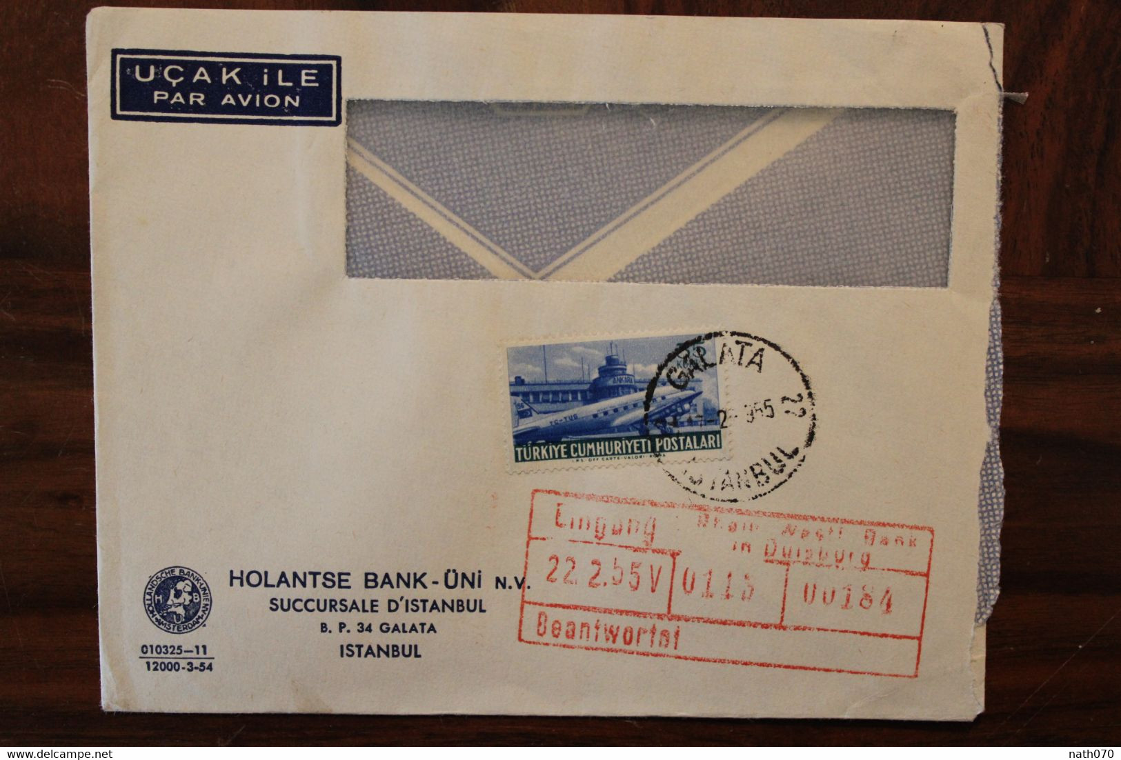 Turquie 1955 Türkei Cover Enveloppe Turkey Türkiye Air Mail Par Avion - Brieven En Documenten