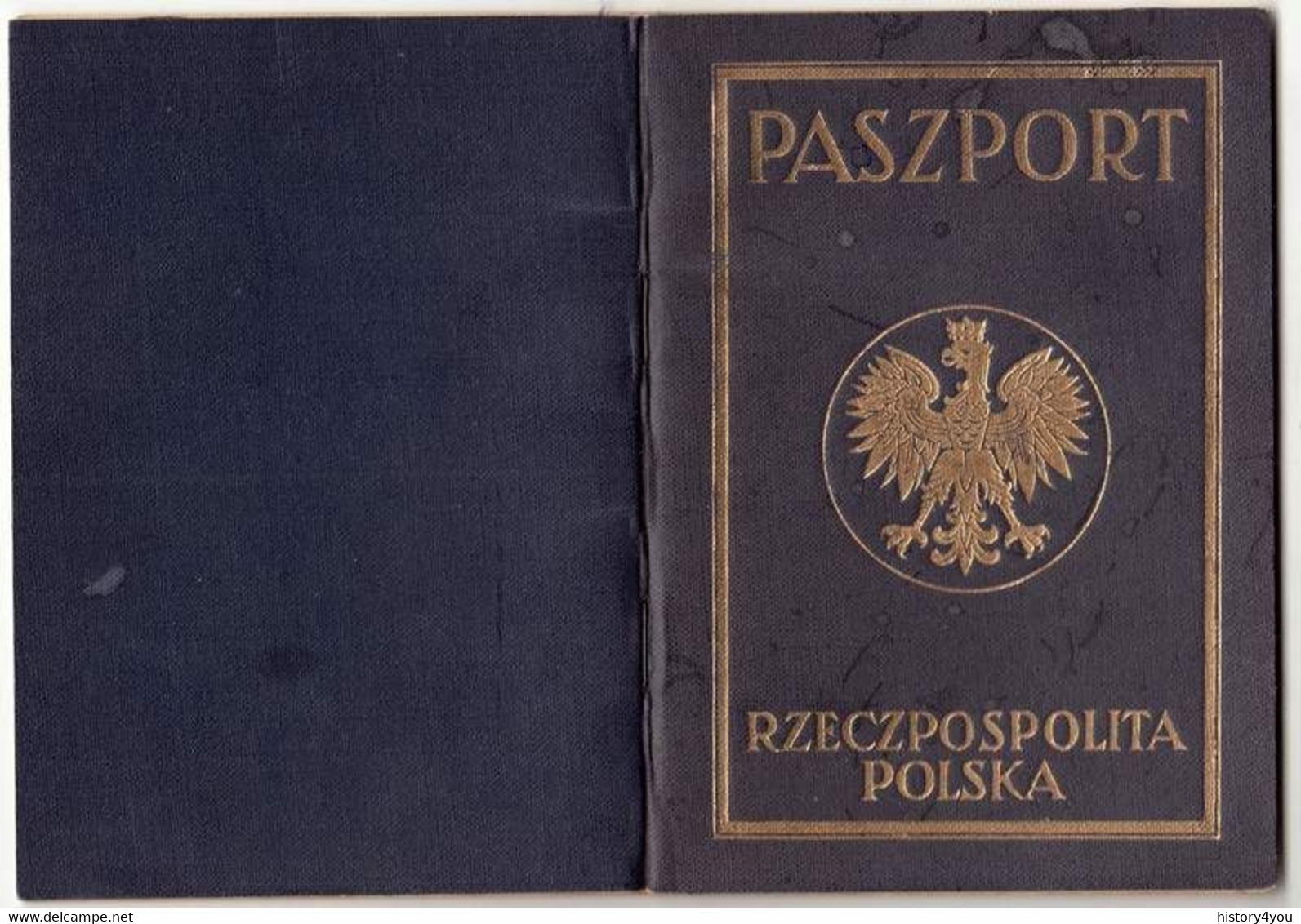 POLAND 1945 passport reisepass passeport issued in New York, top condition