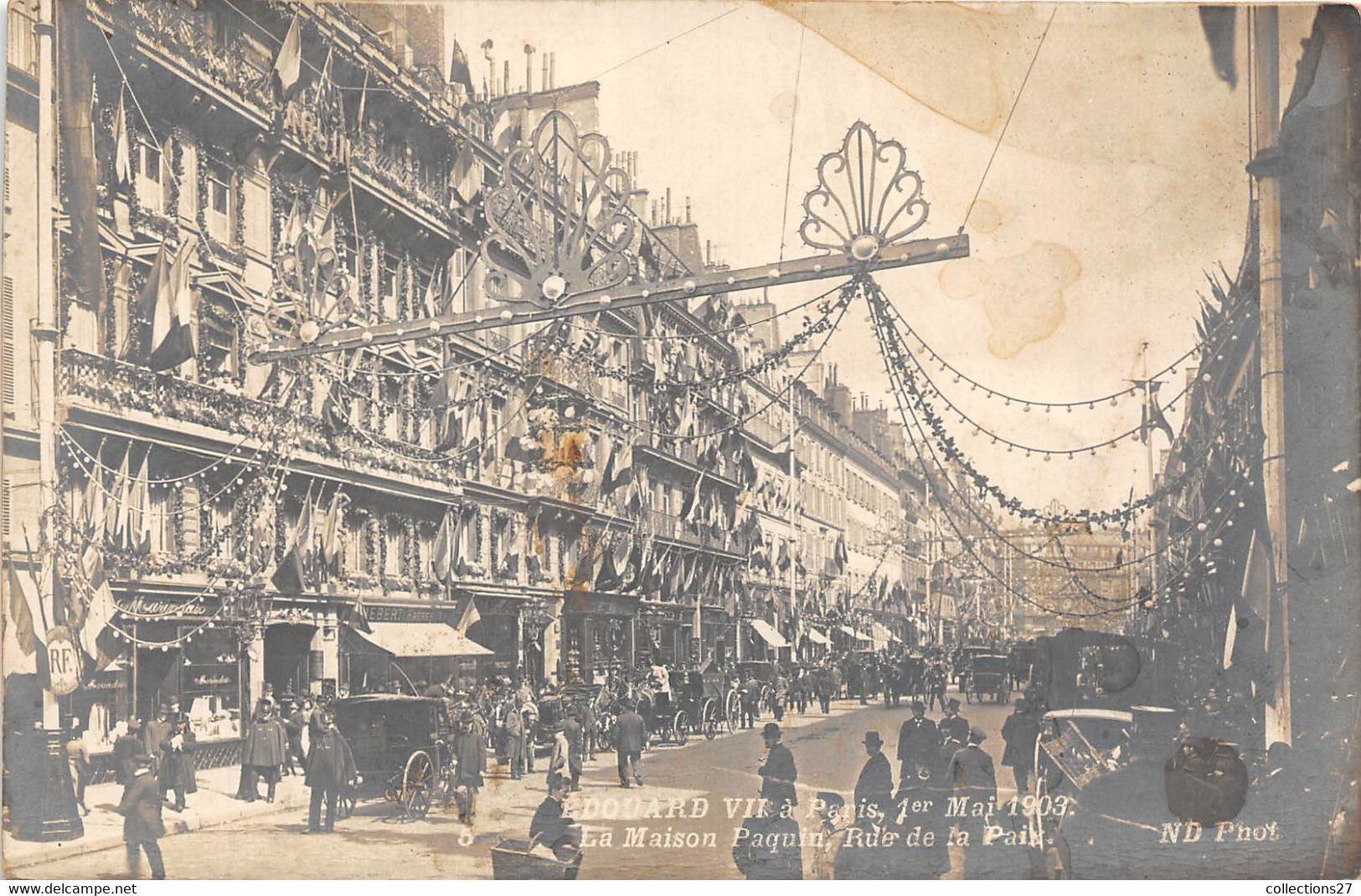 PARIS- LOT DE 5 CARTES PHOTO- EDOUARD VII A PARIS 1903