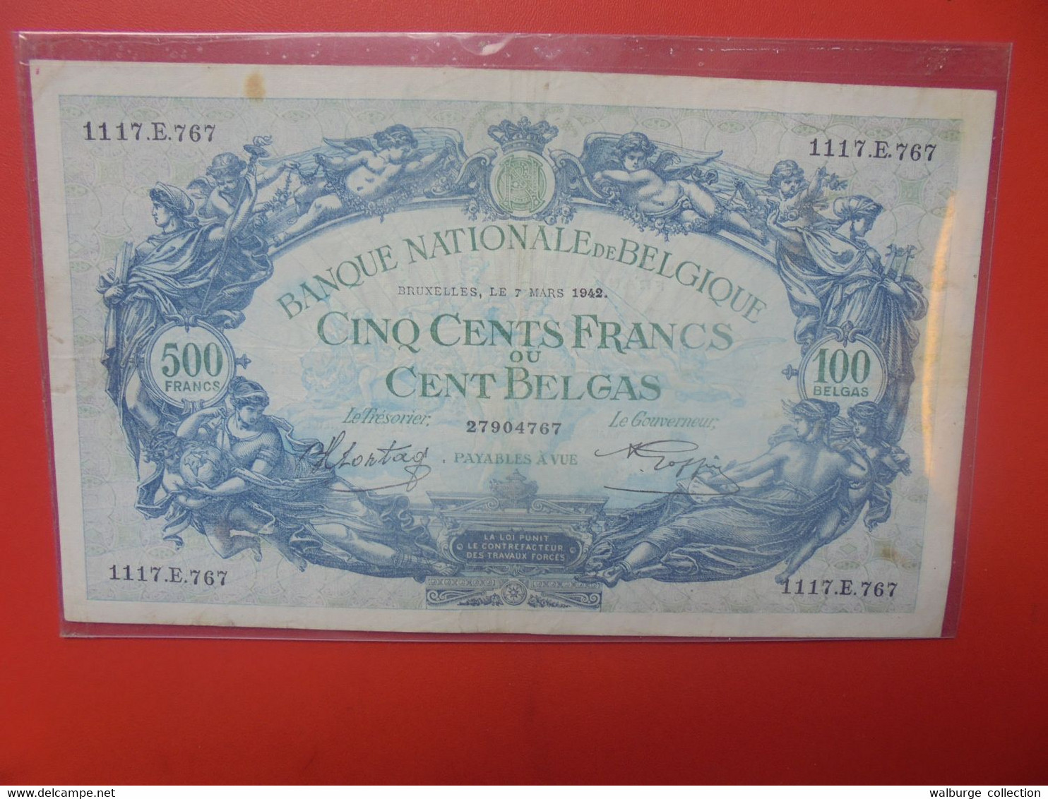 BELGIQUE 500 Francs 1942 Circuler (B.22) - 500 Francs-100 Belgas