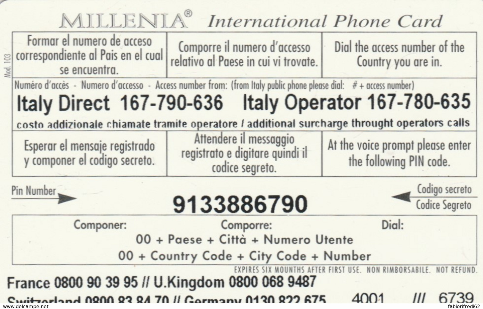 PREPAID PHONE CARD ITALIA (CK1354 - Cartes GSM Prépayées & Recharges