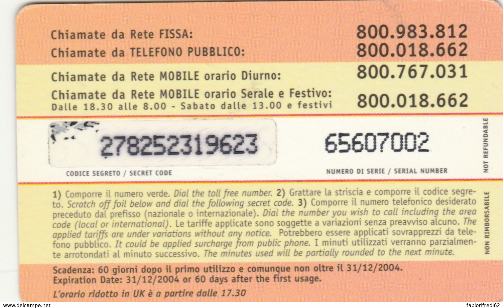 PREPAID PHONE CARD ITALIA (CK1480 - GSM-Kaarten, Aanvulling & Voorafbetaald