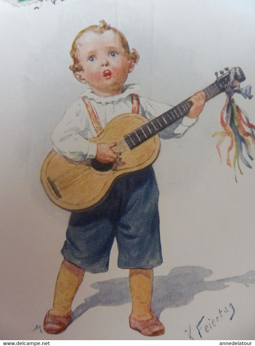 CPA  Signé K. Feiertag  - Bébé Jouant De La Guitare  -  Daté En 1913 - Feiertag, Karl