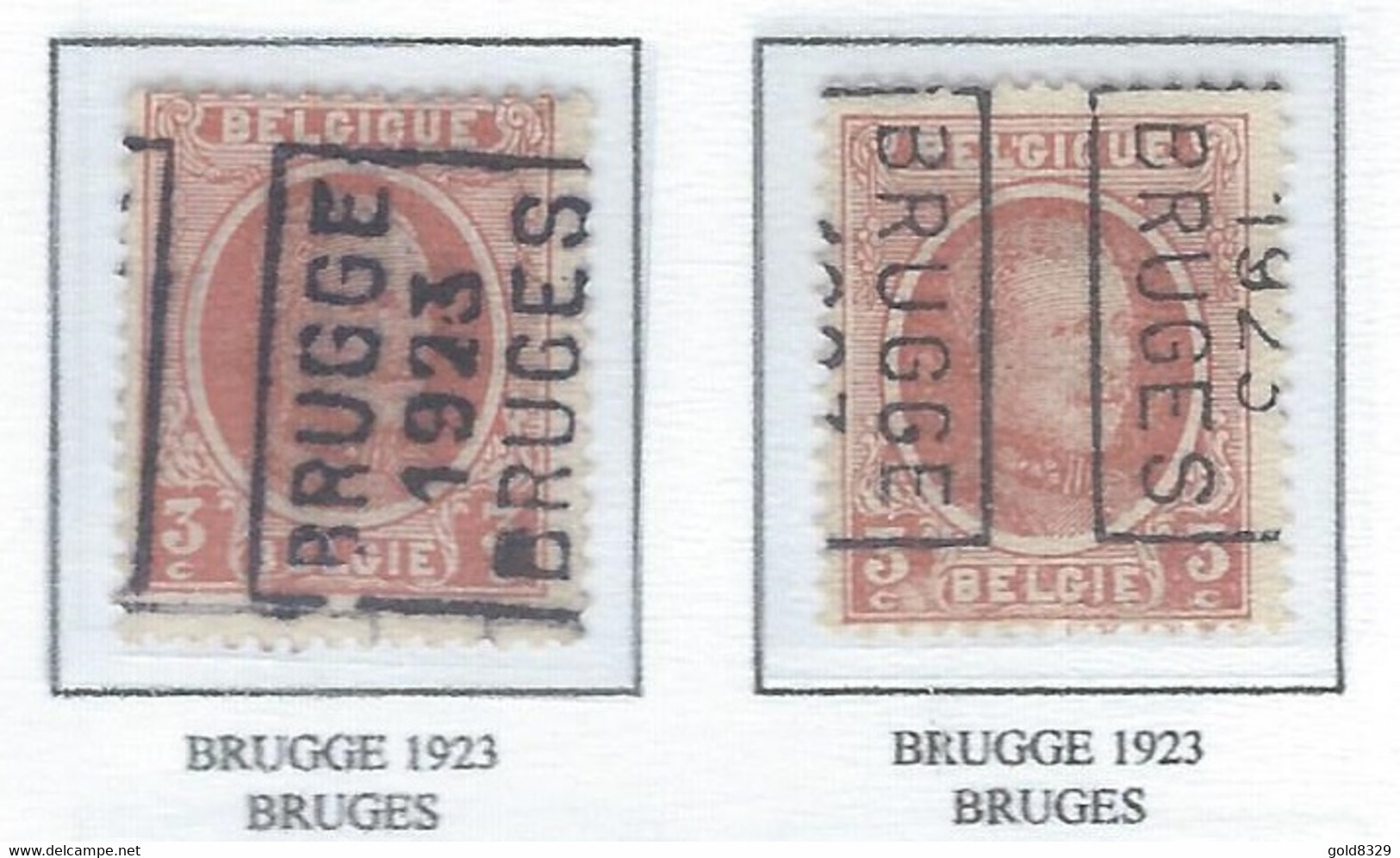 Préo Roulette 1923   -   COB 192 -  (3c. Rouge-brun BRUGGE  1923  BRUGES) - Roller Precancels 1920-29