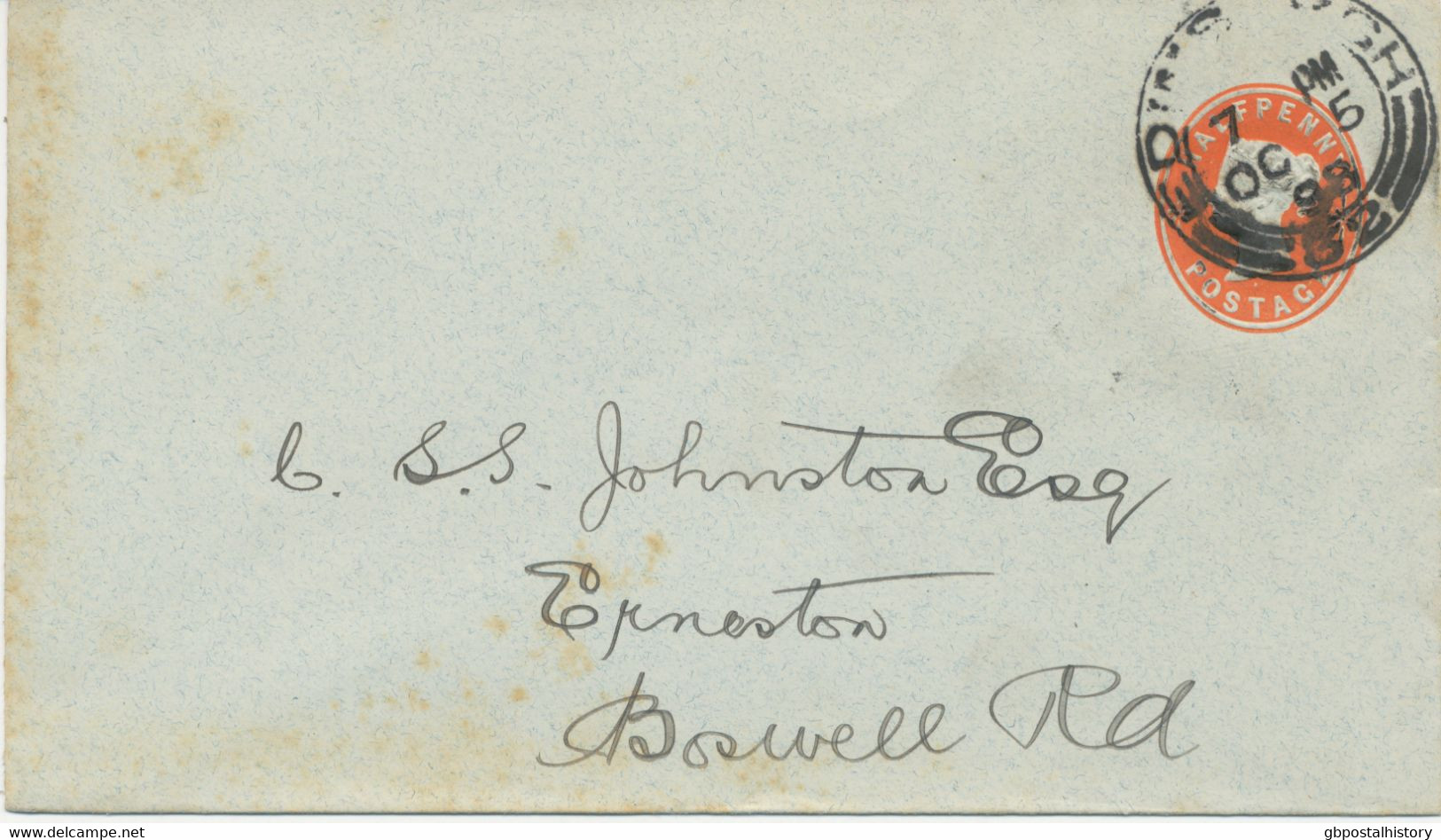 GB „EDINBURGH / 32“ Double Cirlce (29mm) Fine/very Fine QV ½d Embossed Stamped To Order Postal Stationery Envelope 1898 - Schottland