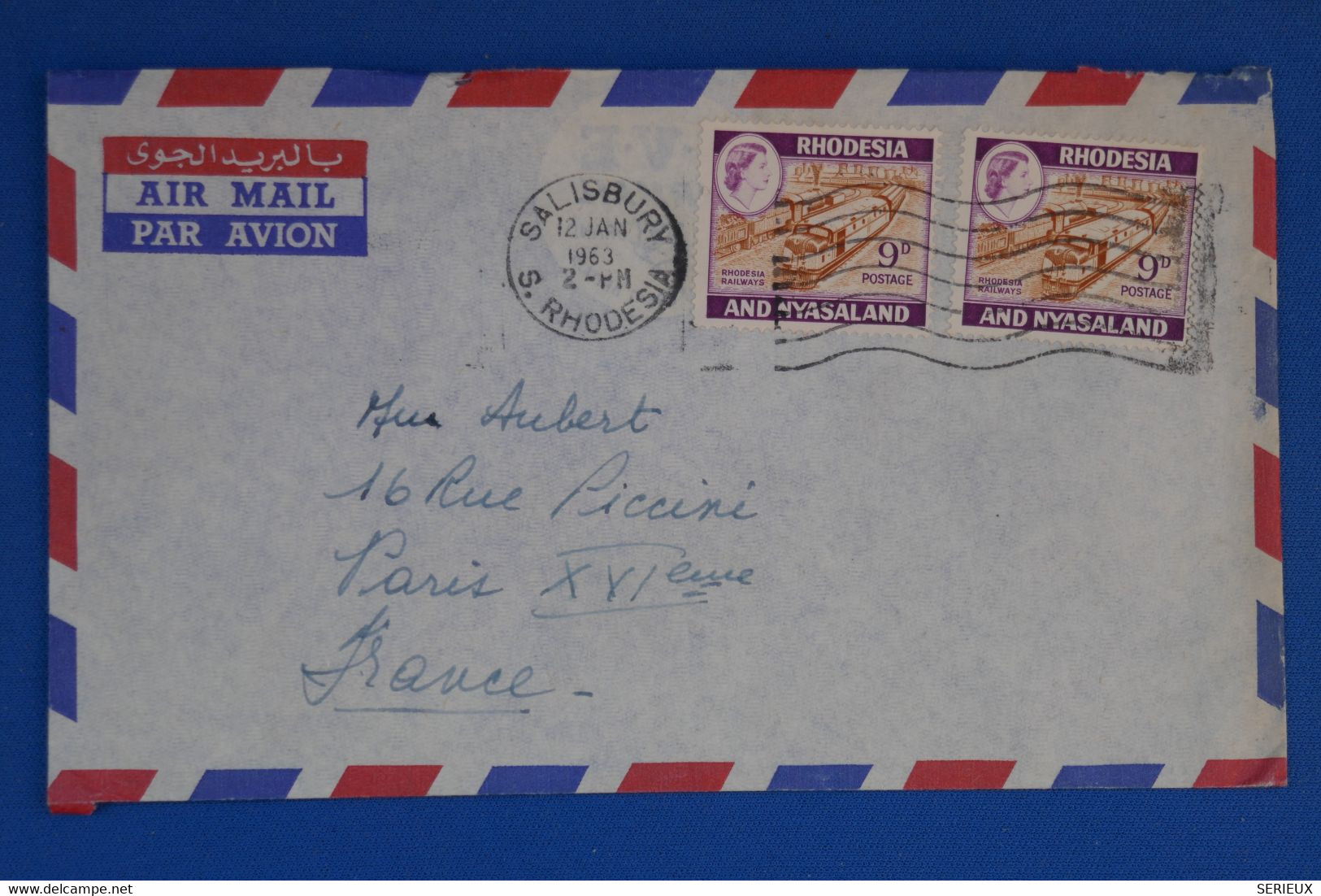 Q23 RHODESIA BELLE LETTRE 1963 SALISBURY POUR PARIS FRANCE+ AFFRANCH. PLAISANT - Southern Rhodesia (...-1964)