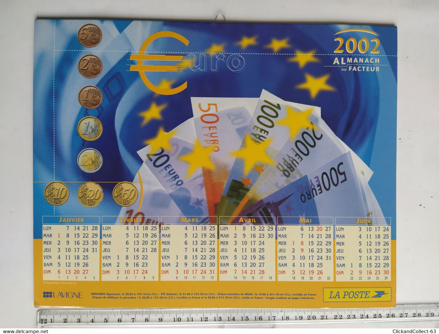 ALMANACH DU FACTEUR 2002 LA POSTE EUROS LAVIGNE - Grand Format : 2001-...