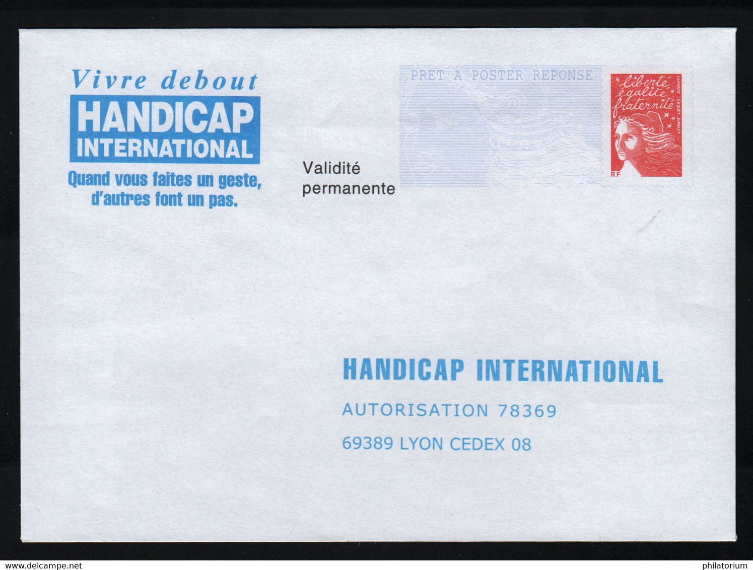 France PAP Prêt à Poster Réponse Postréponse Type Luquet 155 X 110  Handicap International - PAP: Antwort/Luquet