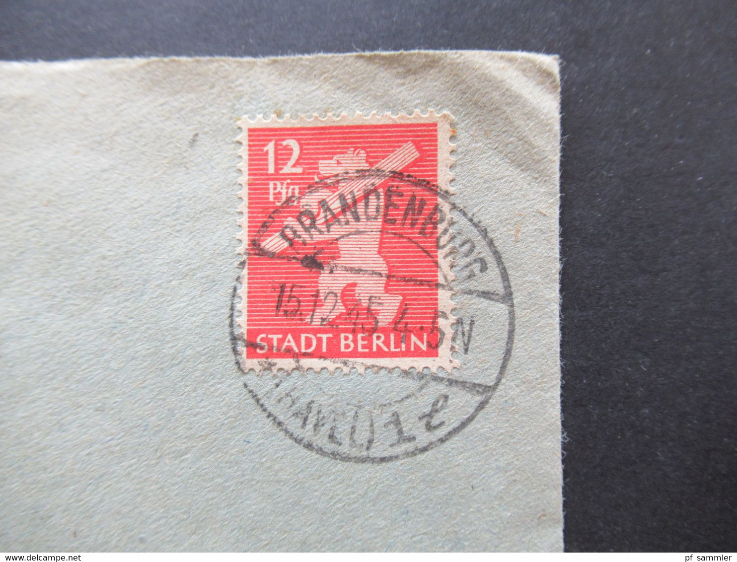 Berlin 15.12.1945 Nr. 5 EF Fernbrief Tagesstempel Brandenburg (Havel) - Gera Firmenstp. Otto Block Samenhandlung - Berlin & Brandenburg