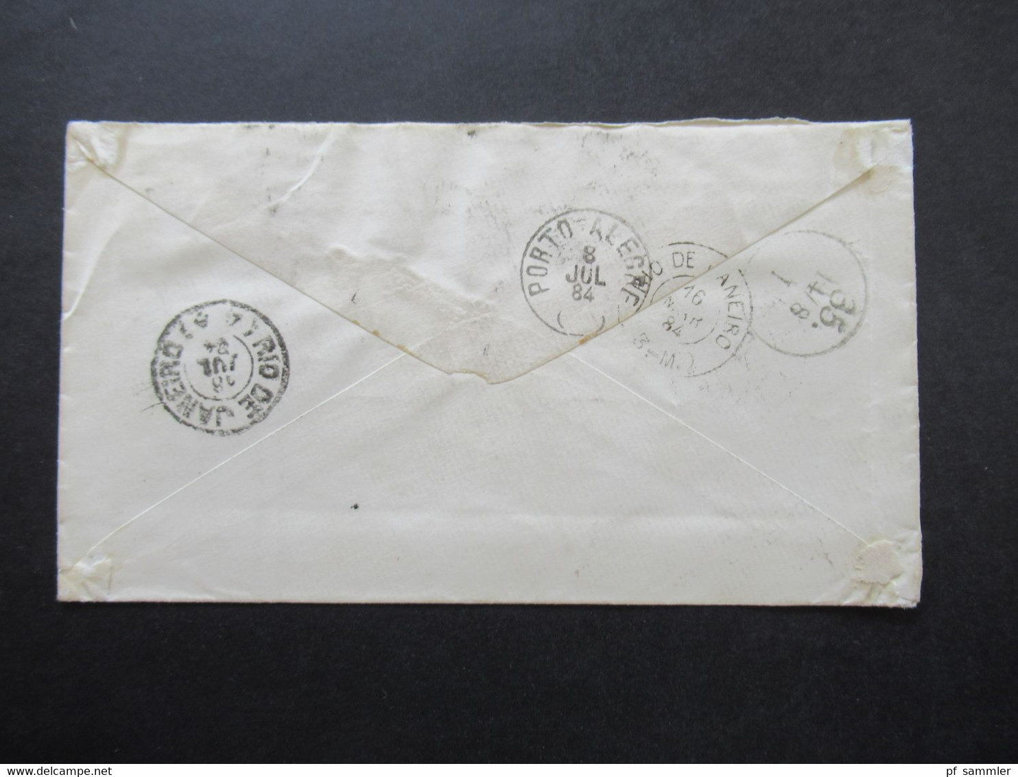 Brasilien 200 Reis 1884 Ganzsachen Umschlag Schiffspost Via Lisboa Au Bordeaux Nach Berlin Porto Alegre /insg. 5 Stempel - Cartas & Documentos