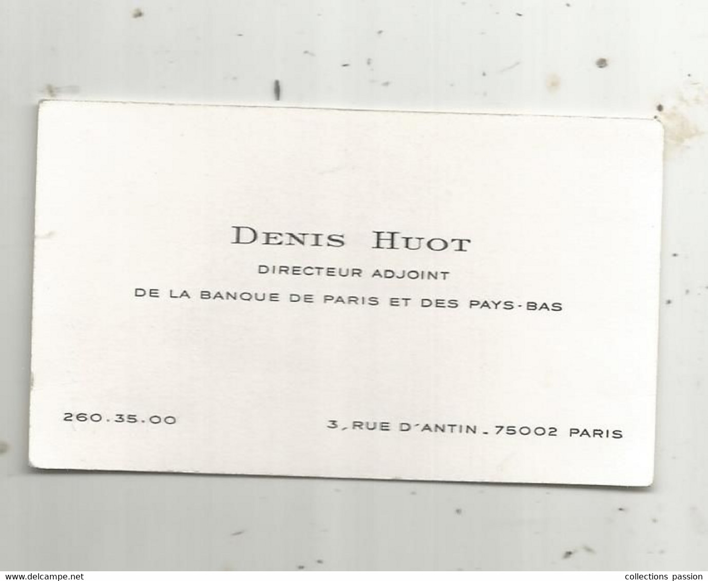 JC , Carte De Visite , Banque De PARIS Et Des PAYS BAS , Directeur Adjoint - Cartes De Visite