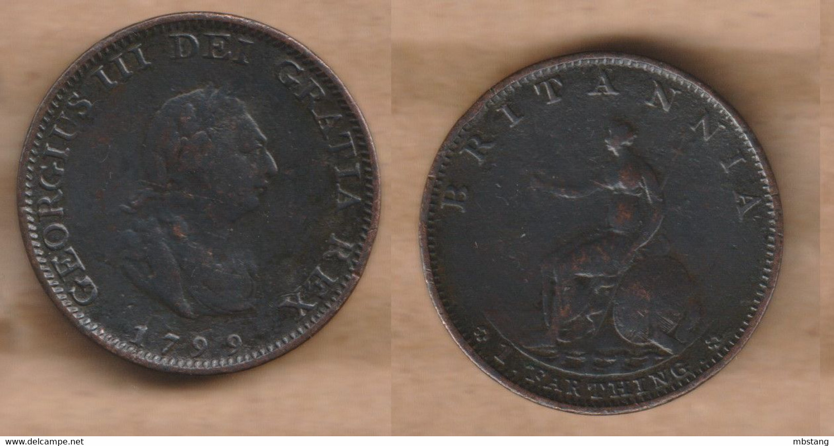 GRAN BRETAÑA    1 Farthing - 1799 Copper • 6.3 G • ⌀ 23.5 Mm KM# 646, Sp# 3779 - Autres & Non Classés