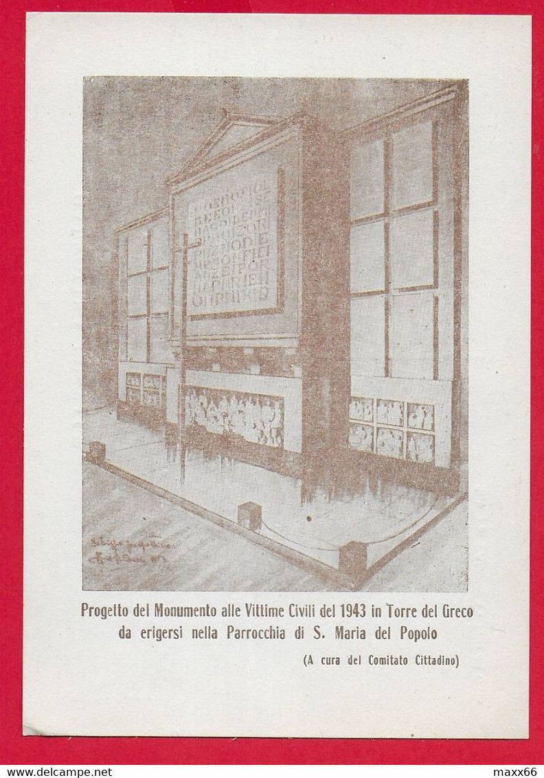 CARTOLINA NV ITALIA - TORRE DEL GRECO (NA) - Progetto Monumento Alle Vittime Civili 1943 - S. Maria Del Popolo - 10 X 15 - Torre Del Greco