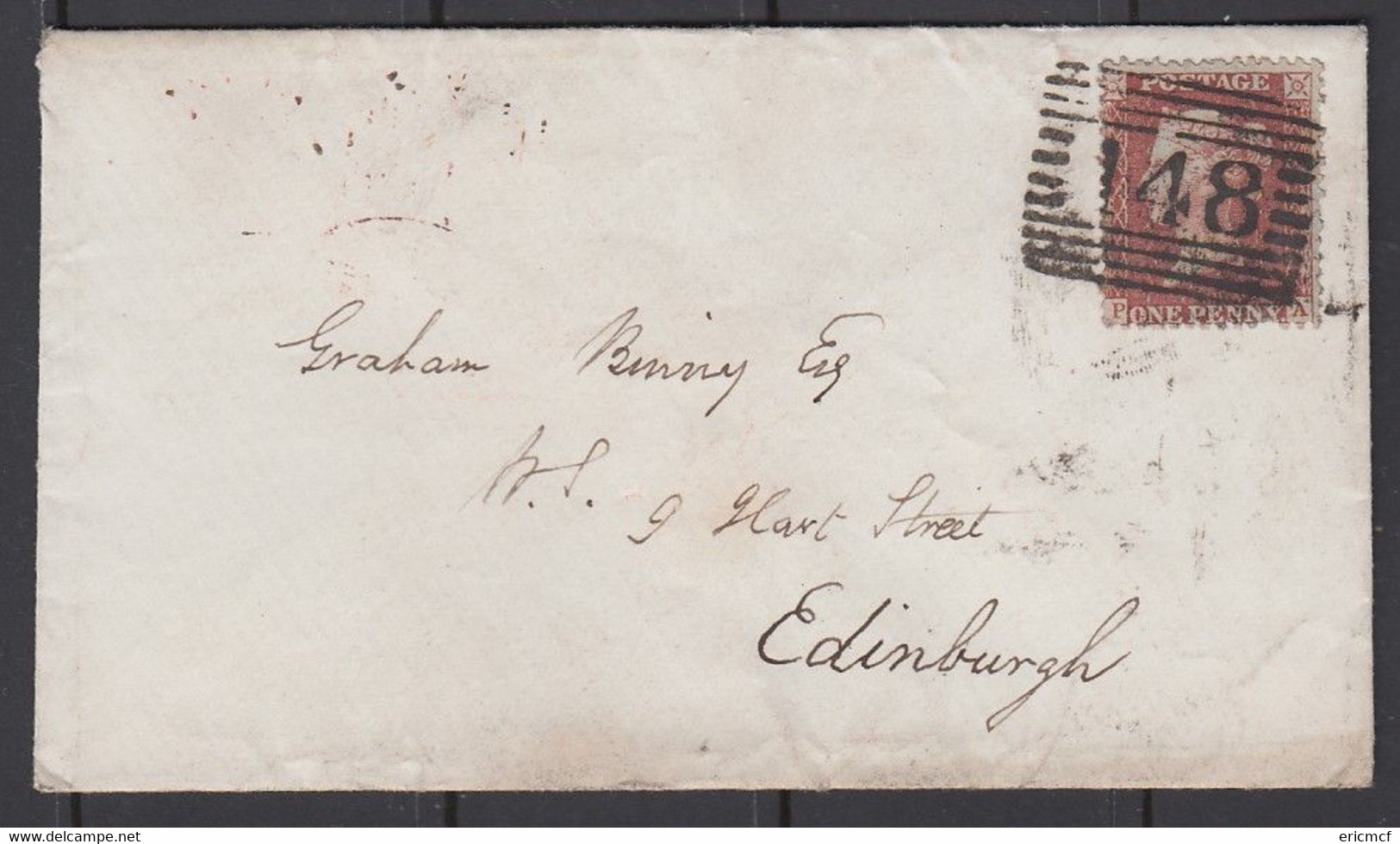 GB 1d Red PA On 1855 Cover Boxed Fort William 148 To Edinburgh / Rma - Covers & Documents