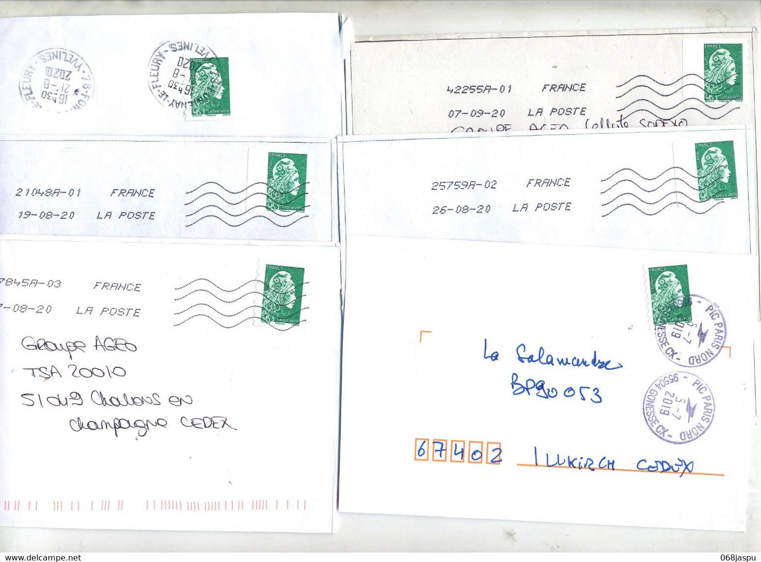 Lot 6 Lettres Flamme Chiffrée Sur Marianne  Issue De Carnet Avec Bout - Sellados Mecánicos (Publicitario)