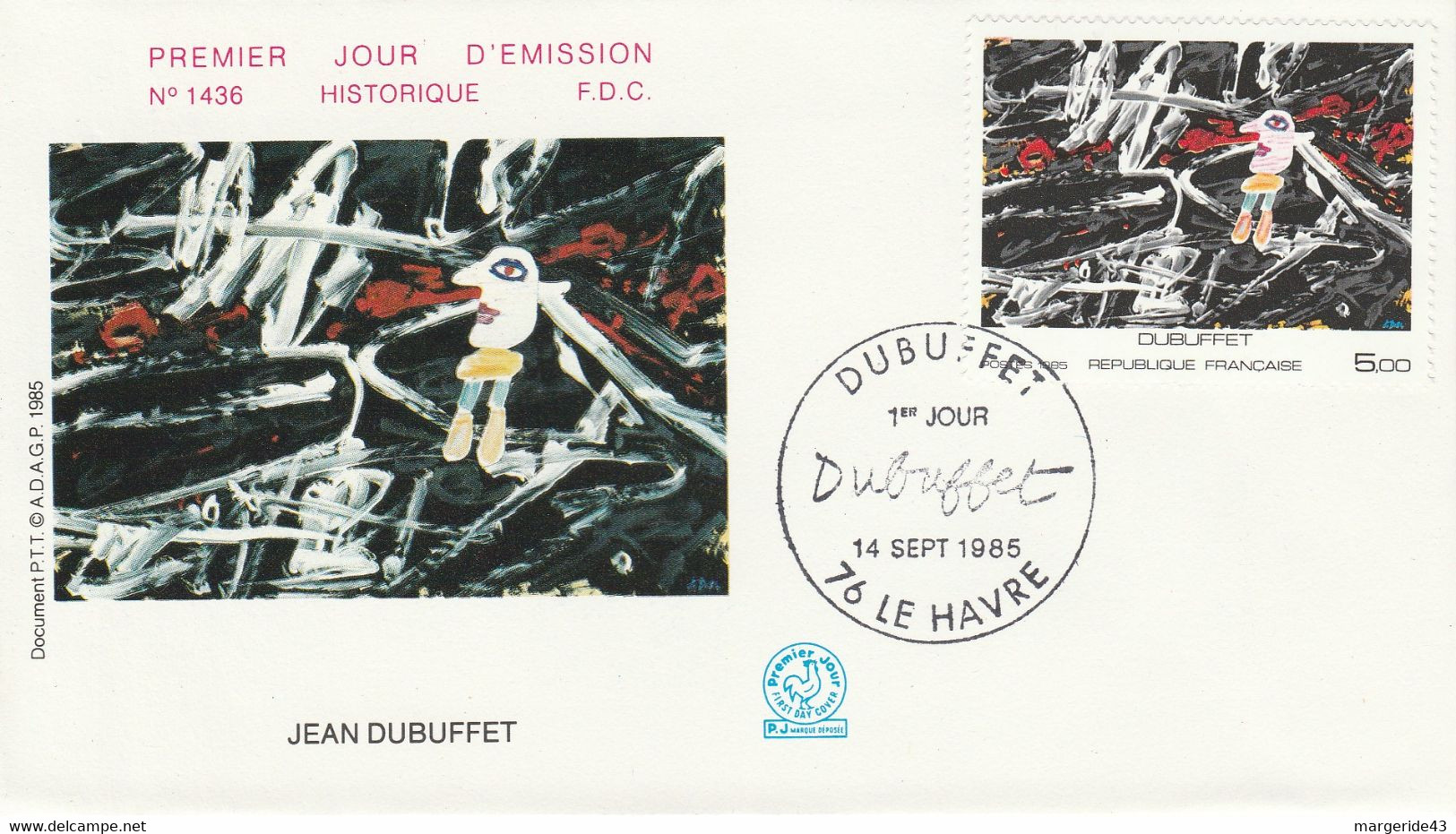 FDC 1985 PEINTURE DE DUBUFFET - 1980-1989