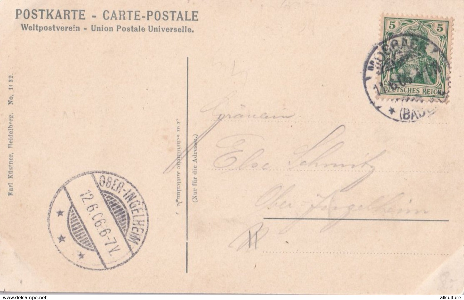 A4135- Hornberg Castle (Neckarzimmern), Ober Ingelheim 1906 Deutsches Reich Deutschland Used Postcard - Hornberg