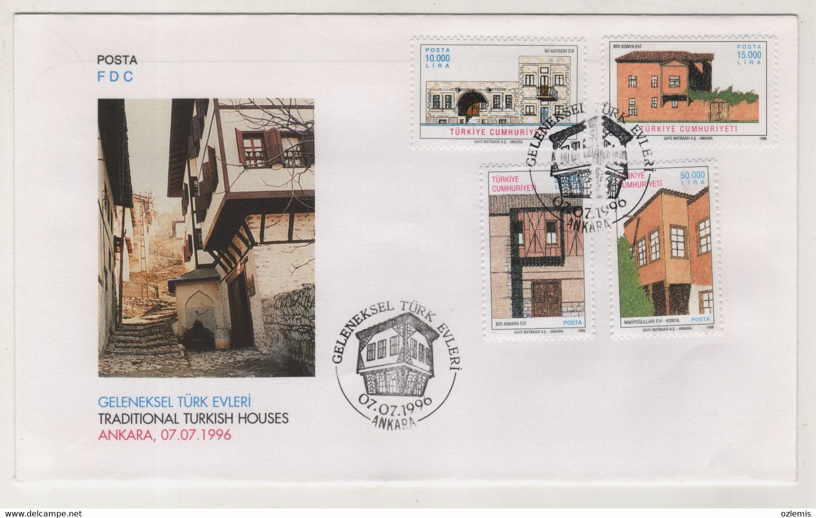 TURKEY,TURKEI,TURQUIE ,TRADITIONAL TURKISH HOUSES ,1996 FDC - Storia Postale