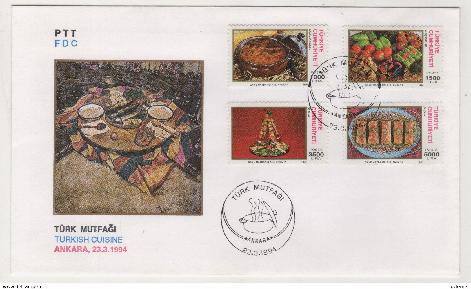 TURKEY,TURKEI,TURQUIE TURKISH CUISINE ,1994 FDC - Cartas & Documentos