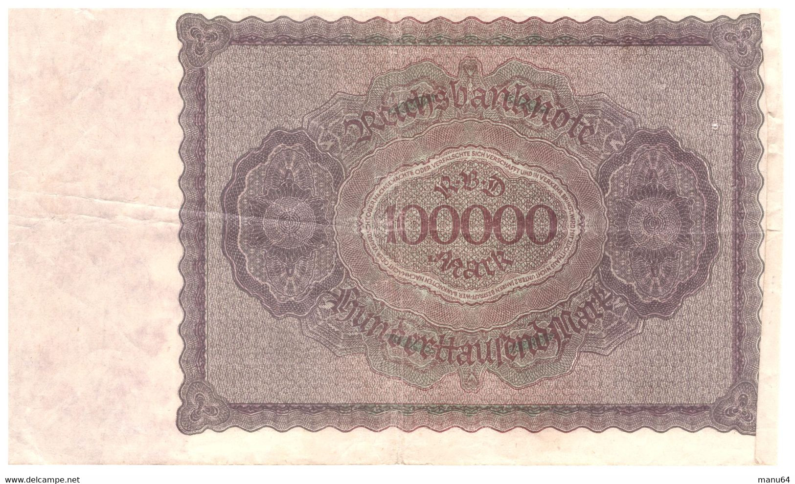 100000 Mark ALLEMAGNE 1923 - 100.000 Mark