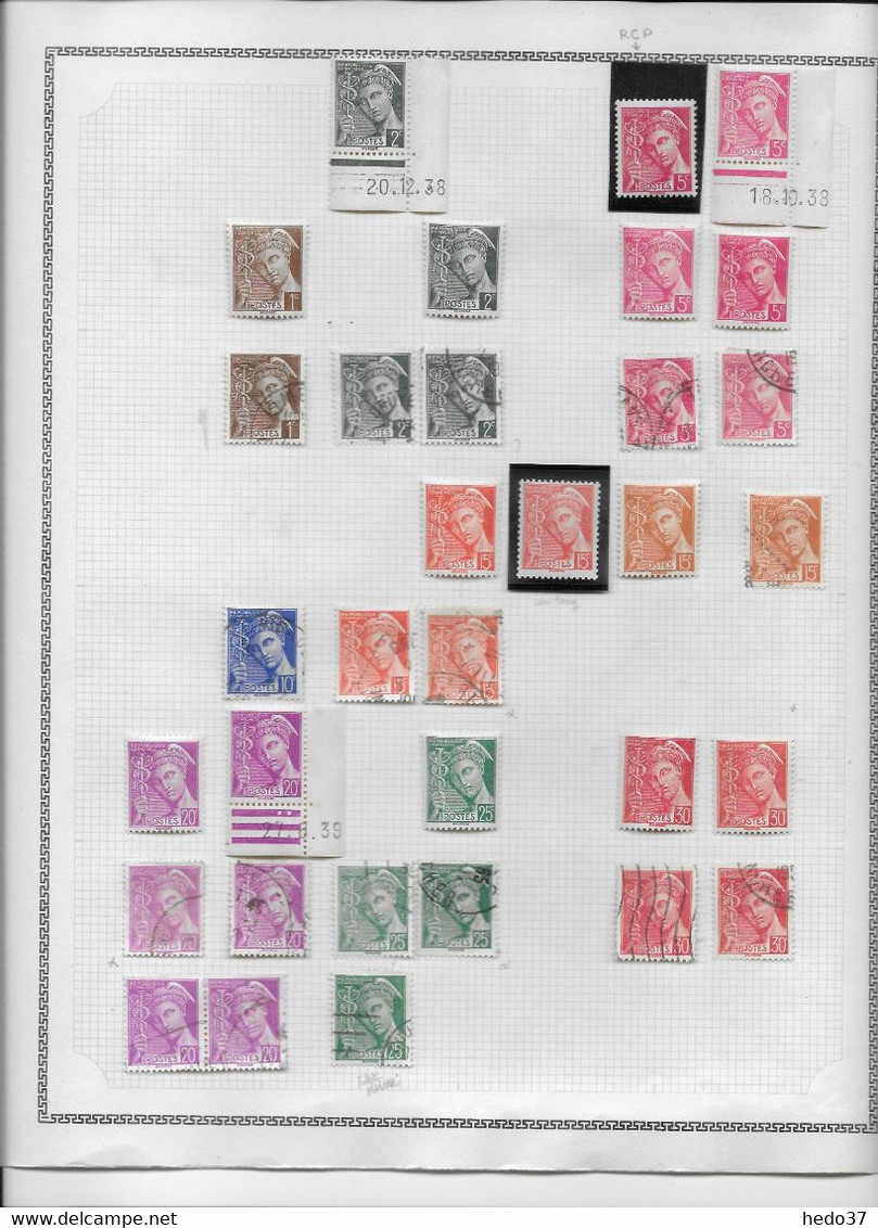 France Type Mercure - Ensemble Pour étude - Petites Variétés - Nuances - B/TB - 1938-42 Mercure