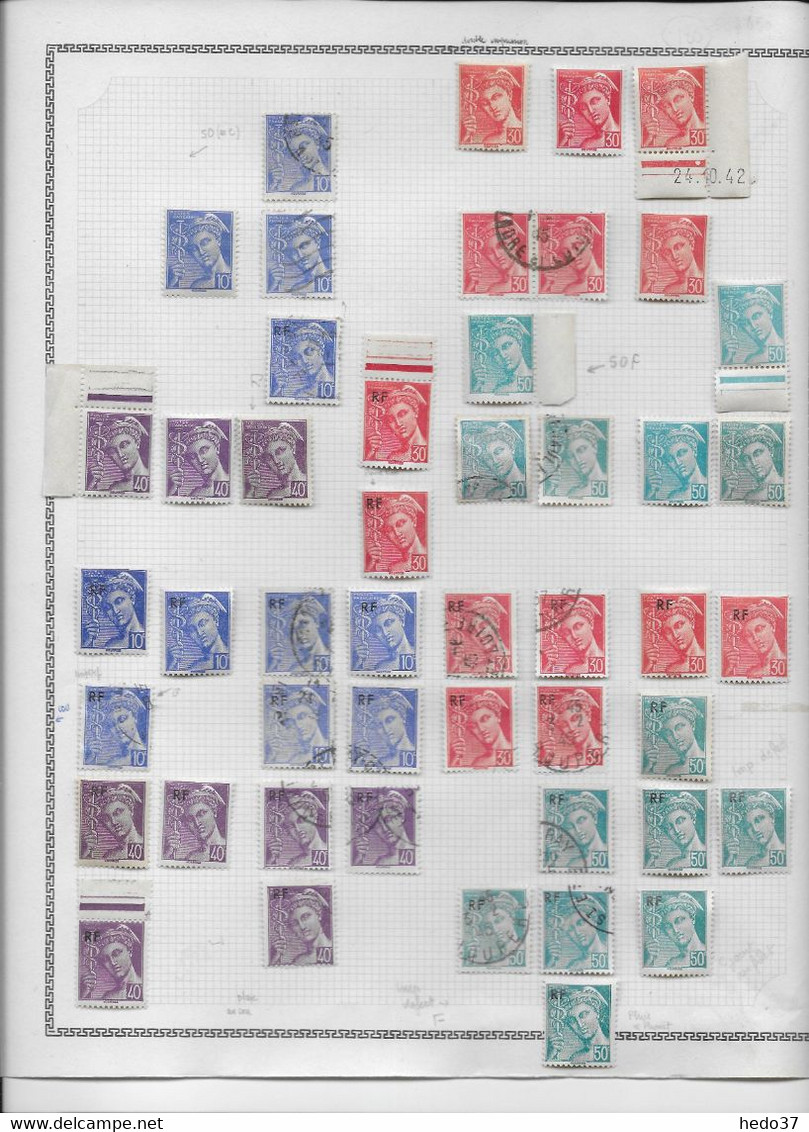 France Type Mercure - Ensemble Pour étude - Petites Variétés - Nuances - B/TB - 1938-42 Mercurius