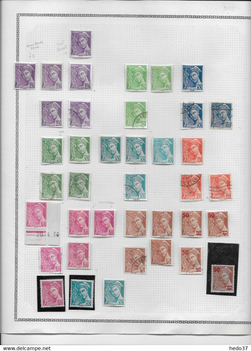 France Type Mercure - Ensemble Pour étude - Petites Variétés - Nuances - B/TB - 1938-42 Mercurio