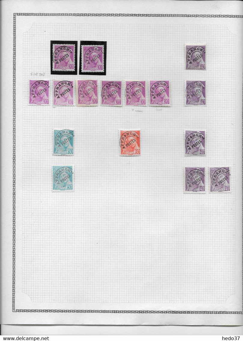 France Type Mercure - Ensemble Pour étude - Petites Variétés - Nuances - B/TB - 1938-42 Mercurio