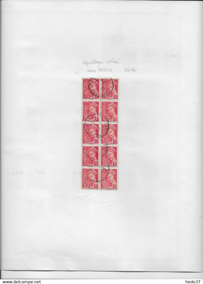 France Type Mercure - Ensemble Pour étude - Petites Variétés - Nuances - B/TB - 1938-42 Mercurio