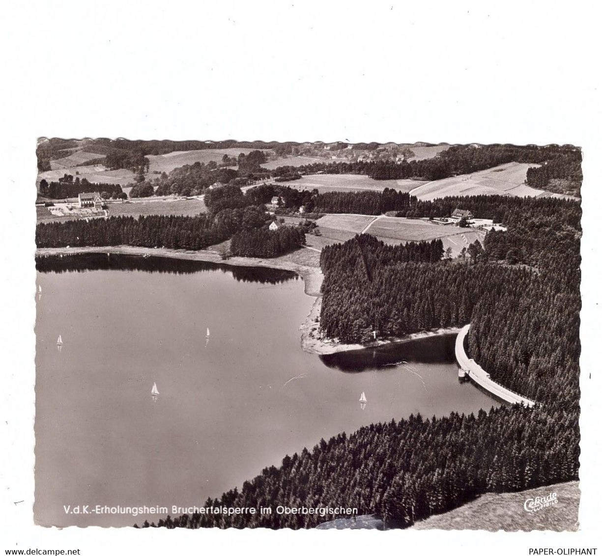 5277 MARIENHEIDE, VdK Heim, Bruchertalsperre, Luftaufnahme 1959 - Marienheide