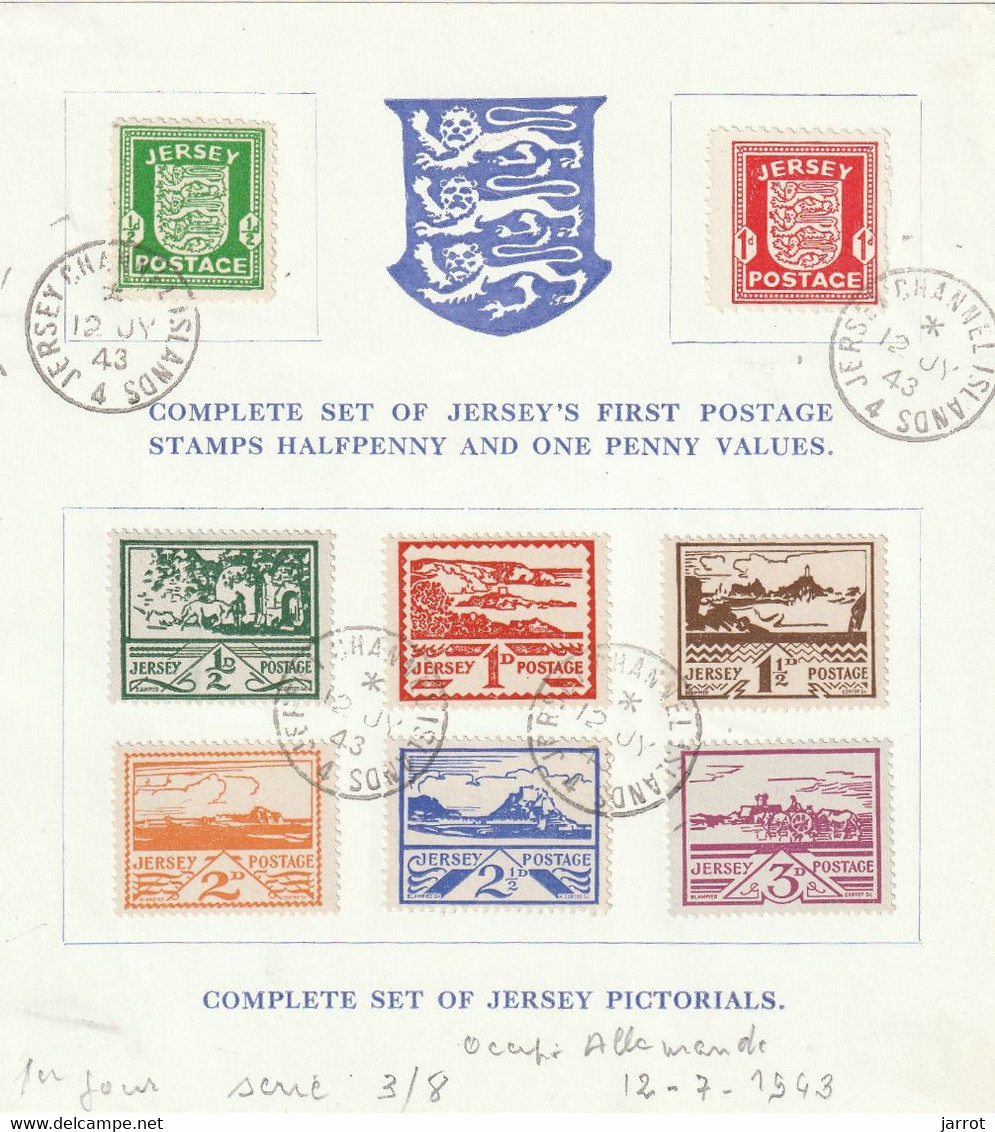 Jersey FDC Occupation Allemande FDC Et Lettre  Ou Carton 1er JourPh - Jersey