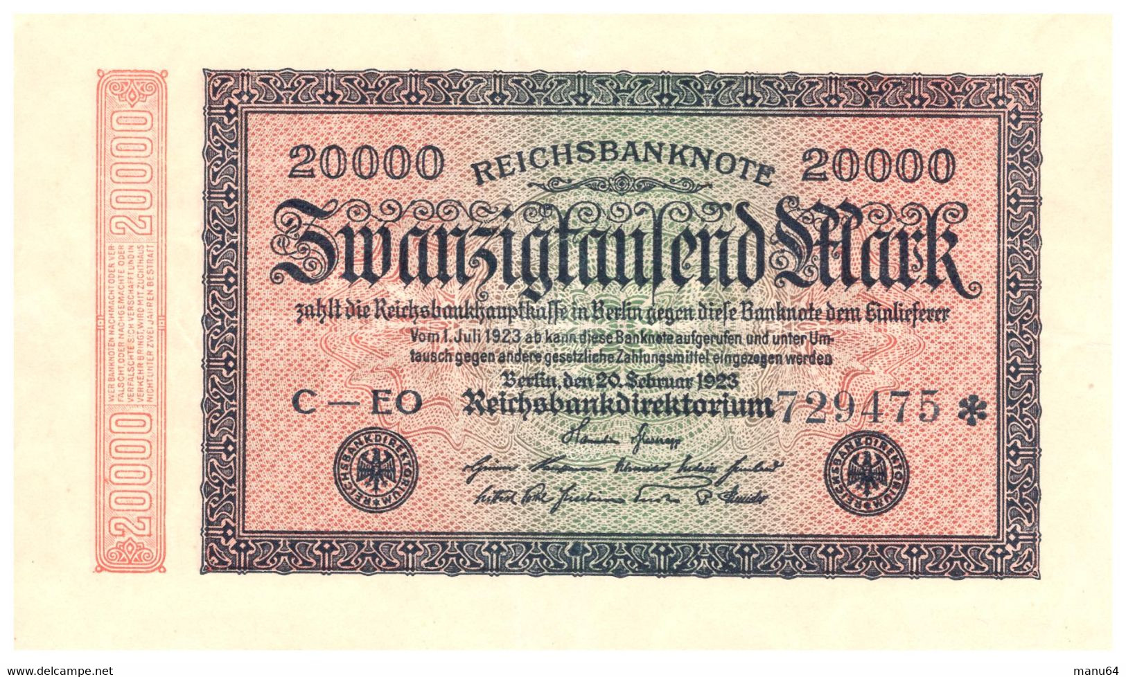 20000 Mark ALLEMAGNE 1923 - 20.000 Mark