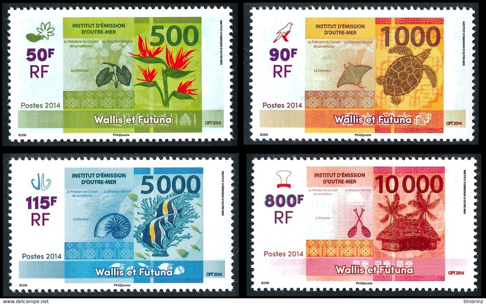 WALLIS ET FUTUNA 2014 - Yv. 806 à 809 **  - Nouveaux Billets (4 Val.)  ..Réf.W&F23485 - Unused Stamps