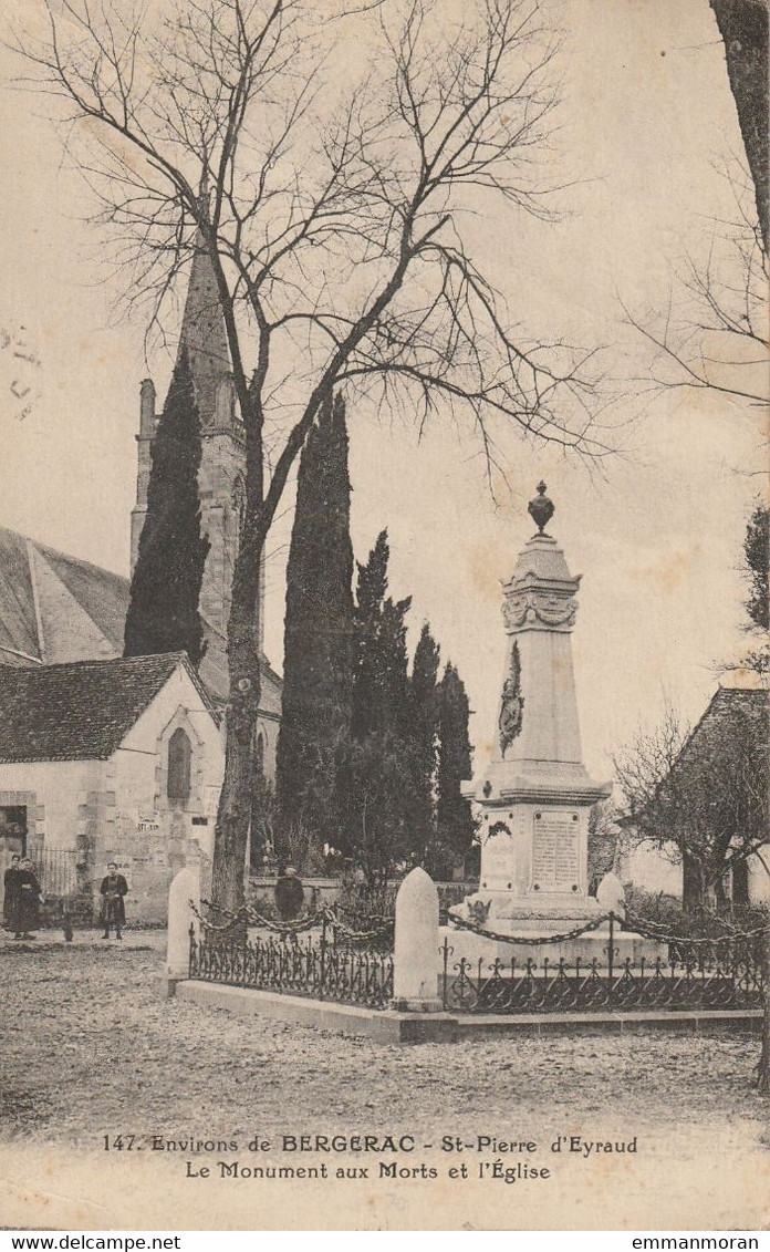 Environs De Bergerac - Saint Pierre D'Eyraud - Monument Aux Morts Et L'église - 1923 - Otros & Sin Clasificación