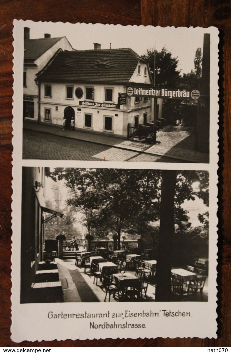 Cpa AK 1938 Restaurant Zur Eisenbahn Tetschen Nordbahnstrasse Tschechoslowakei Deutsches Reich Sudètes - Boehmen Und Maehren