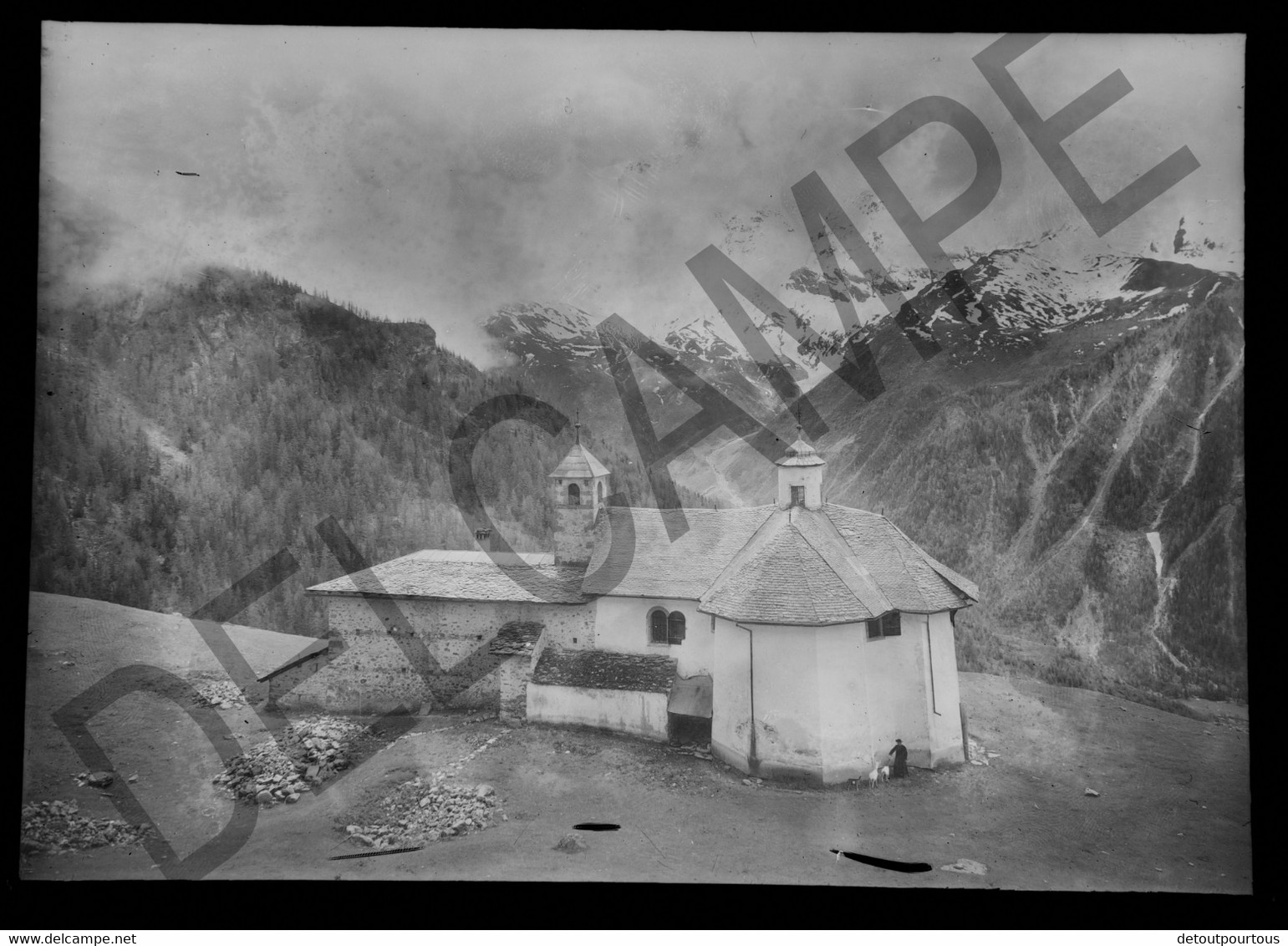 Lot 17 négatifs verre 13x18 Village de PEISEY NANCROIX et Chapelle Notre Dame des VERNETTES Savoie vers 1930